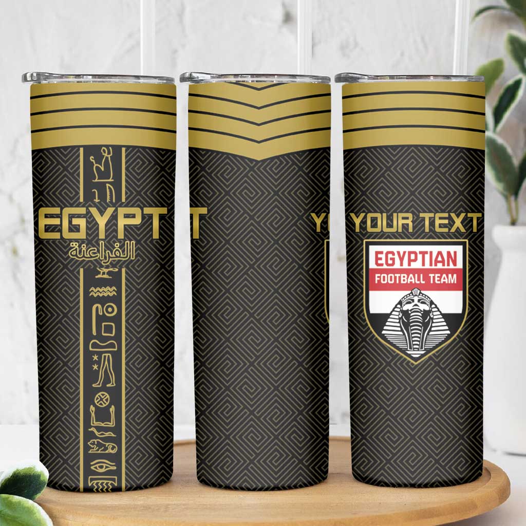 Custom Egypt Football Skinny Tumbler Yalla Yalla Pharaohs - Black Ver