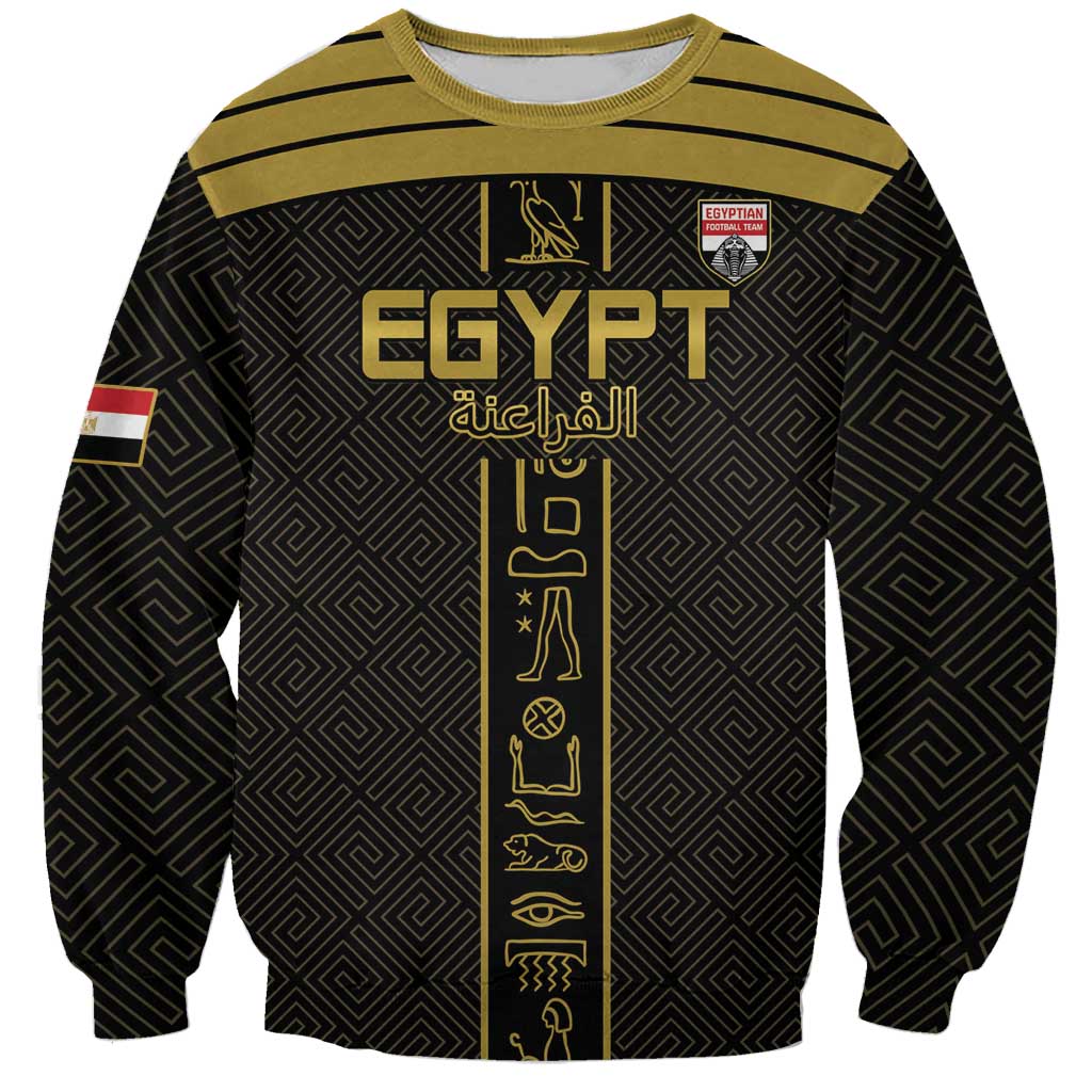 Custom Egypt Football Sweatshirt Yalla Yalla Pharaohs - Black Ver