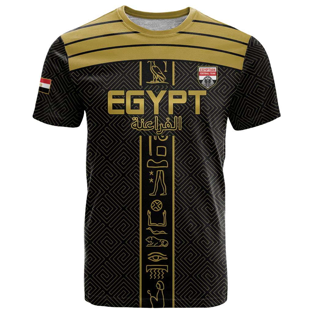 Custom Egypt Football T Shirt Yalla Yalla Pharaohs - Black Ver