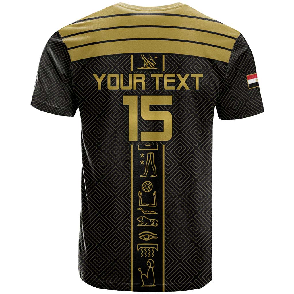 Custom Egypt Football T Shirt Yalla Yalla Pharaohs - Black Ver