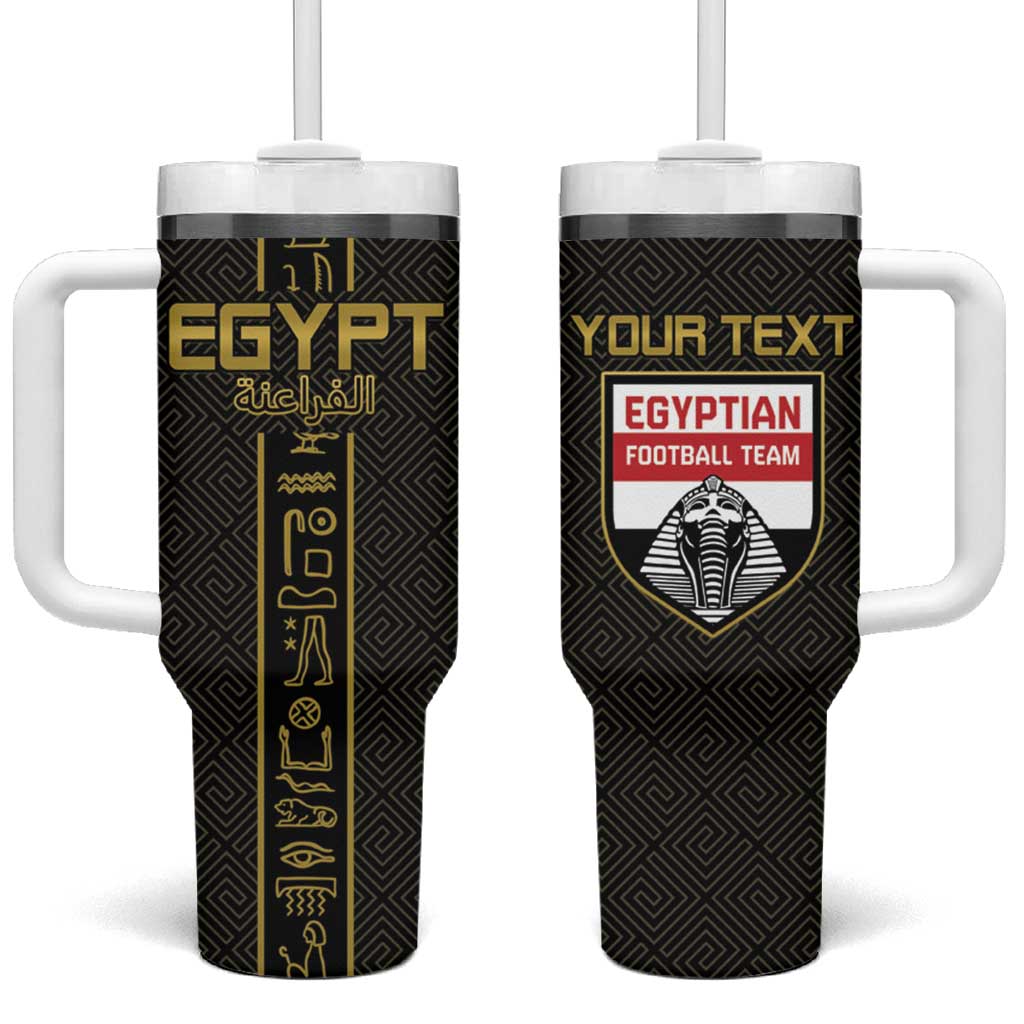 Custom Egypt Football Tumbler With Handle Yalla Yalla Pharaohs - Black Ver