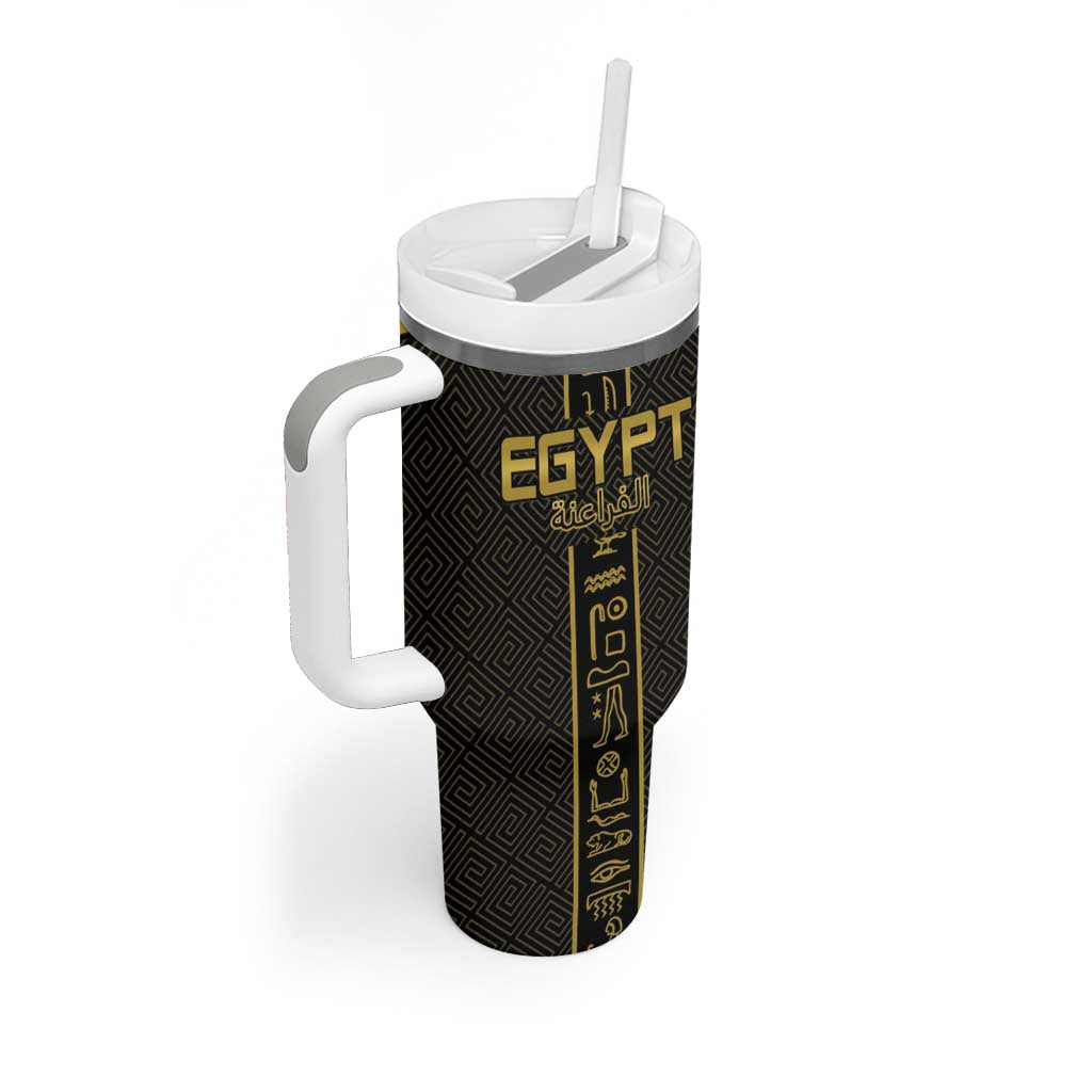Custom Egypt Football Tumbler With Handle Yalla Yalla Pharaohs - Black Ver