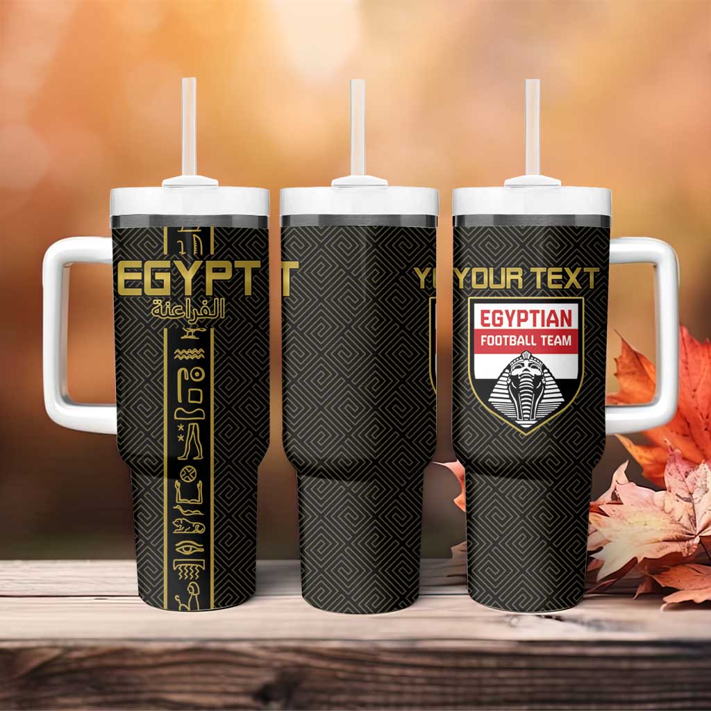 Custom Egypt Football Tumbler With Handle Yalla Yalla Pharaohs - Black Ver