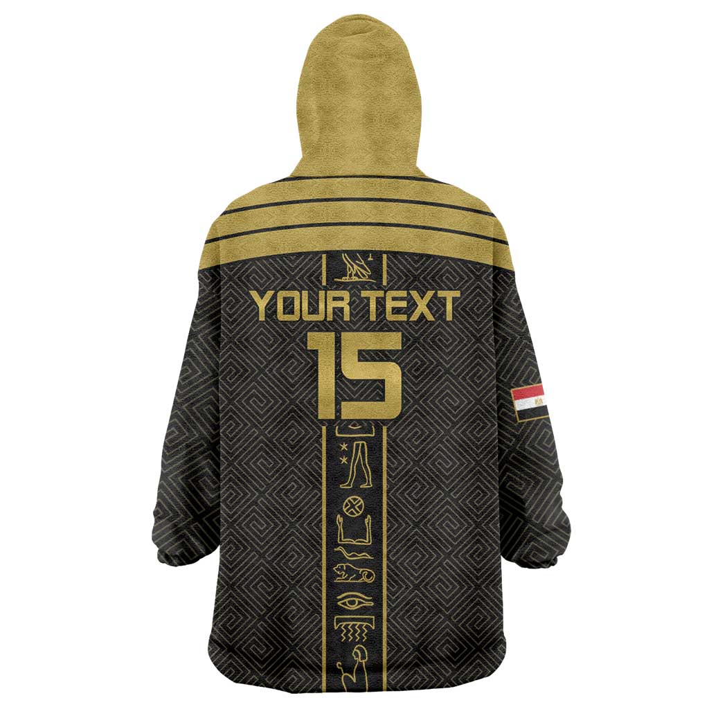 Custom Egypt Football Wearable Blanket Hoodie Yalla Yalla Pharaohs - Black Ver