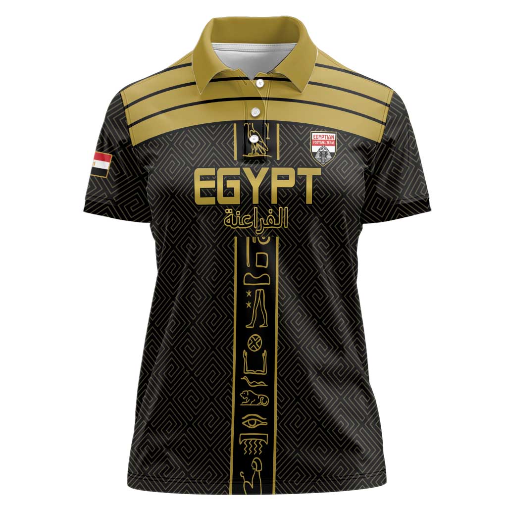 Custom Egypt Football Women Polo Shirt Yalla Yalla Pharaohs - Black Ver