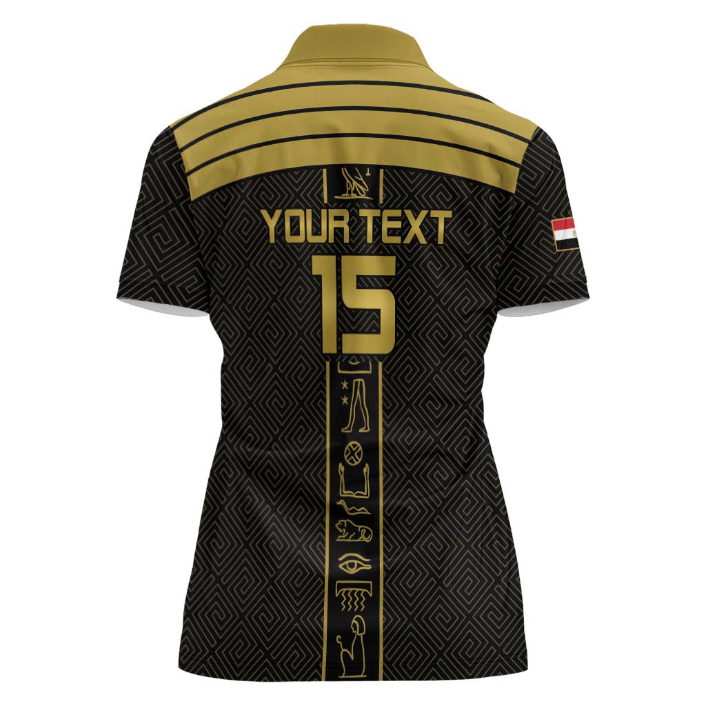 Custom Egypt Football Women Polo Shirt Yalla Yalla Pharaohs - Black Ver