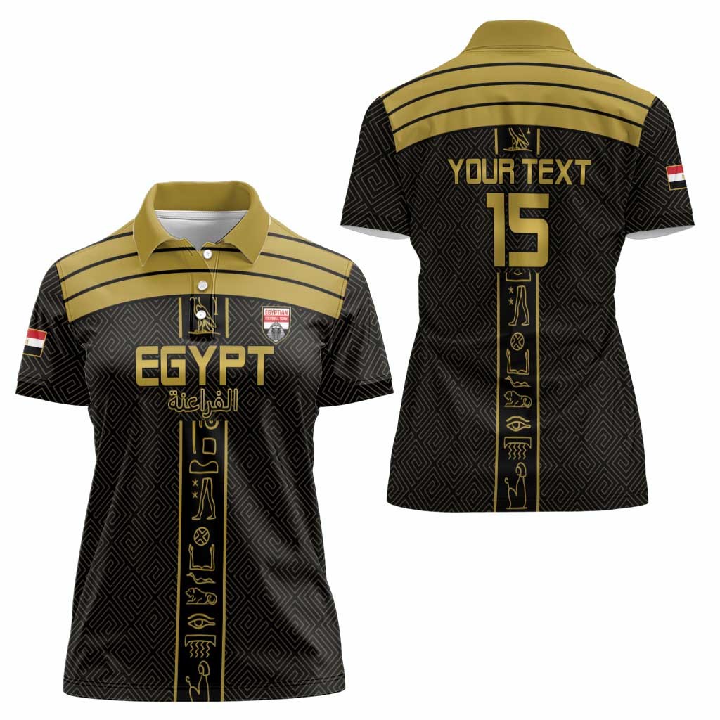 Custom Egypt Football Women Polo Shirt Yalla Yalla Pharaohs - Black Ver