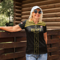 Custom Egypt Football Women Polo Shirt Yalla Yalla Pharaohs - Black Ver