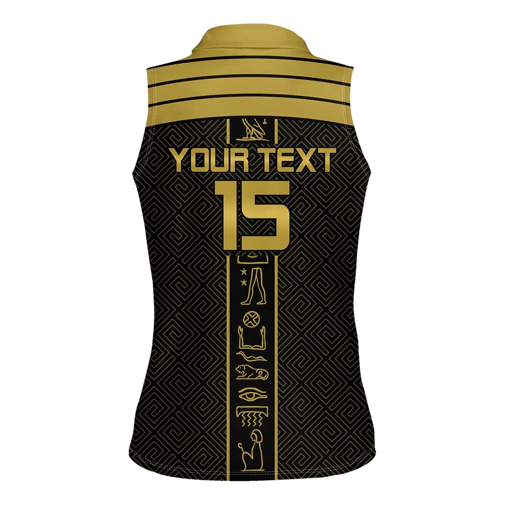 Custom Egypt Football Women Sleeveless Polo Shirt Yalla Yalla Pharaohs - Black Ver