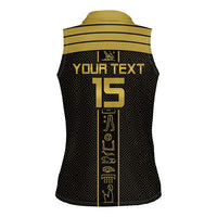 Custom Egypt Football Women Sleeveless Polo Shirt Yalla Yalla Pharaohs - Black Ver