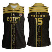 Custom Egypt Football Women Sleeveless Polo Shirt Yalla Yalla Pharaohs - Black Ver