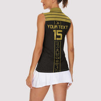 Custom Egypt Football Women Sleeveless Polo Shirt Yalla Yalla Pharaohs - Black Ver