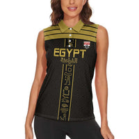 Custom Egypt Football Women Sleeveless Polo Shirt Yalla Yalla Pharaohs - Black Ver