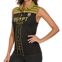 Custom Egypt Football Women Sleeveless Polo Shirt Yalla Yalla Pharaohs - Black Ver