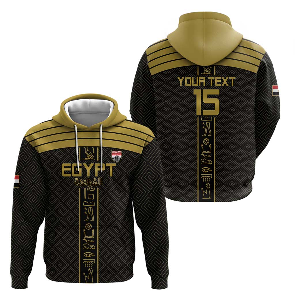 Custom Egypt Football Zip Hoodie Yalla Yalla Pharaohs - Black Ver
