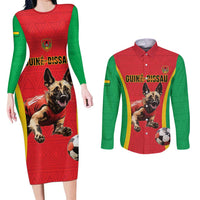 Custom Guinea-Bissau Football Couples Matching Long Sleeve Bodycon Dress and Long Sleeve Button Shirt Vamos Djurtus