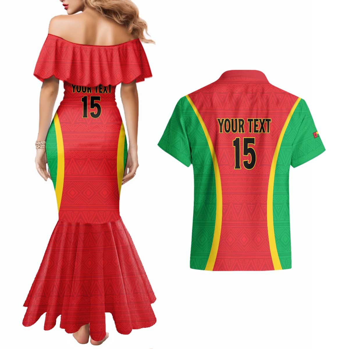 Custom Guinea-Bissau Football Couples Matching Mermaid Dress and Hawaiian Shirt Vamos Djurtus