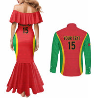 Custom Guinea-Bissau Football Couples Matching Mermaid Dress and Long Sleeve Button Shirt Vamos Djurtus