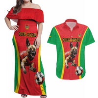 Custom Guinea-Bissau Football Couples Matching Off Shoulder Maxi Dress and Hawaiian Shirt Vamos Djurtus