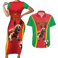 Custom Guinea-Bissau Football Couples Matching Short Sleeve Bodycon Dress and Hawaiian Shirt Vamos Djurtus