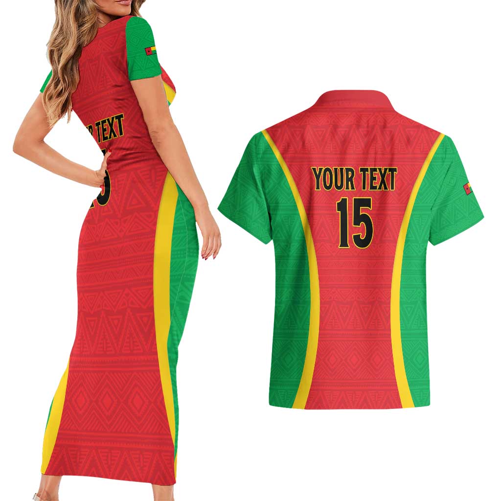 Custom Guinea-Bissau Football Couples Matching Short Sleeve Bodycon Dress and Hawaiian Shirt Vamos Djurtus