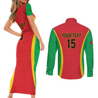 Custom Guinea-Bissau Football Couples Matching Short Sleeve Bodycon Dress and Long Sleeve Button Shirt Vamos Djurtus