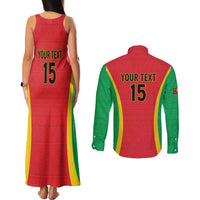 Custom Guinea-Bissau Football Couples Matching Tank Maxi Dress and Long Sleeve Button Shirt Vamos Djurtus