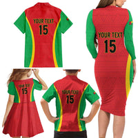 Custom Guinea-Bissau Football Family Matching Long Sleeve Bodycon Dress and Hawaiian Shirt Vamos Djurtus