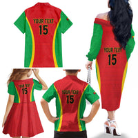 Custom Guinea-Bissau Football Family Matching Off The Shoulder Long Sleeve Dress and Hawaiian Shirt Vamos Djurtus