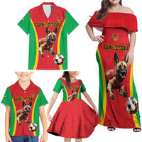 Custom Guinea-Bissau Football Family Matching Off Shoulder Maxi Dress and Hawaiian Shirt Vamos Djurtus
