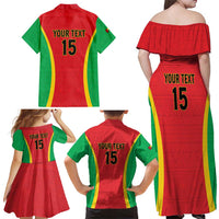 Custom Guinea-Bissau Football Family Matching Off Shoulder Maxi Dress and Hawaiian Shirt Vamos Djurtus