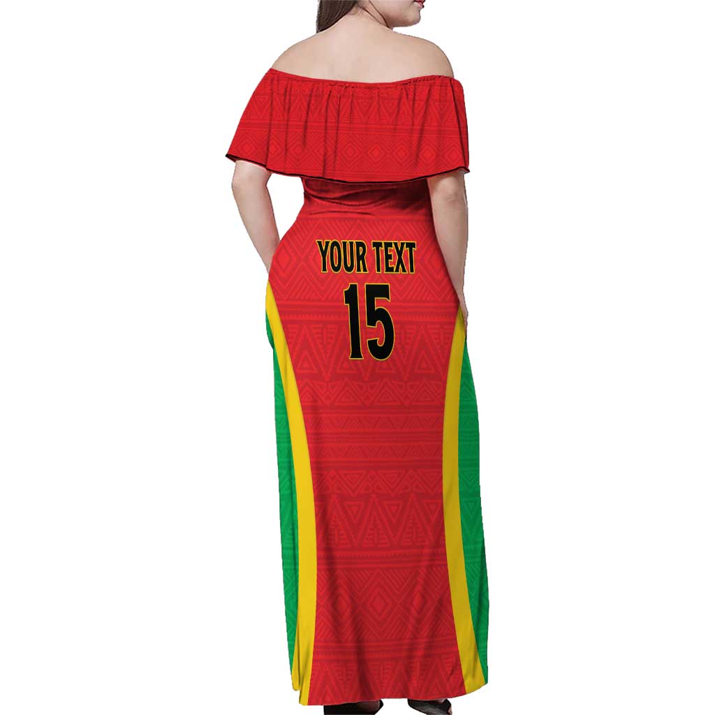Custom Guinea-Bissau Football Family Matching Off Shoulder Maxi Dress and Hawaiian Shirt Vamos Djurtus