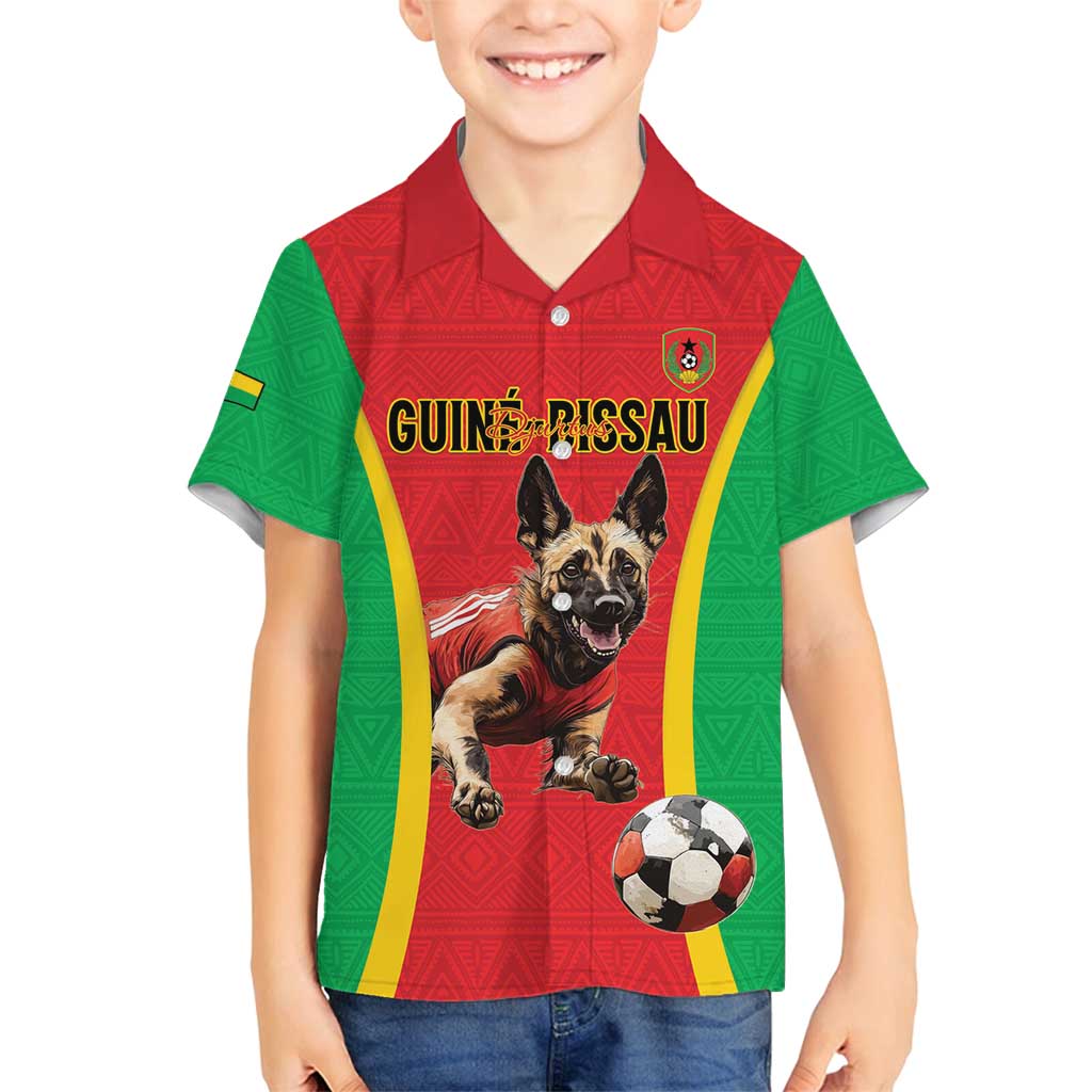 Custom Guinea-Bissau Football Family Matching Off Shoulder Maxi Dress and Hawaiian Shirt Vamos Djurtus