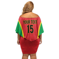Custom Guinea-Bissau Football Family Matching Off Shoulder Short Dress and Hawaiian Shirt Vamos Djurtus