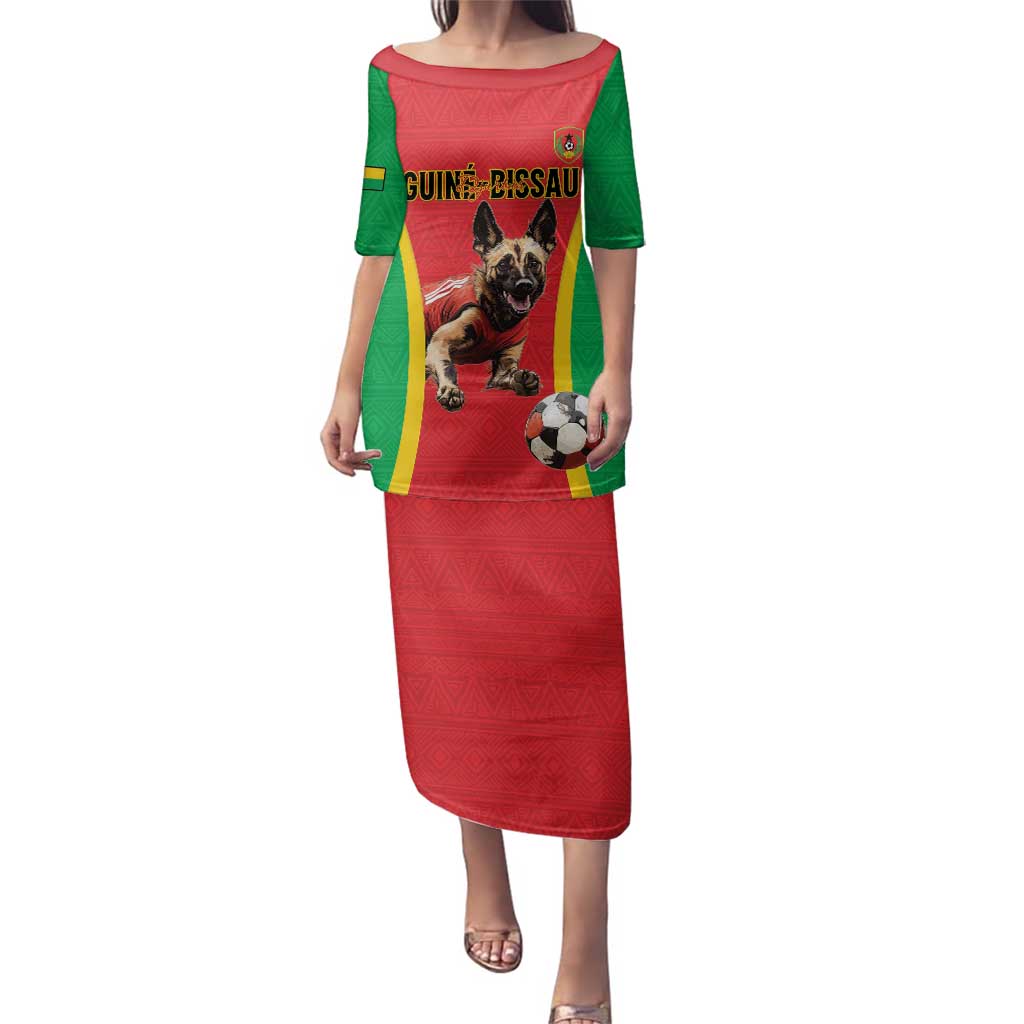 Custom Guinea-Bissau Football Family Matching Puletasi and Hawaiian Shirt Vamos Djurtus