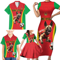 Custom Guinea-Bissau Football Family Matching Short Sleeve Bodycon Dress and Hawaiian Shirt Vamos Djurtus