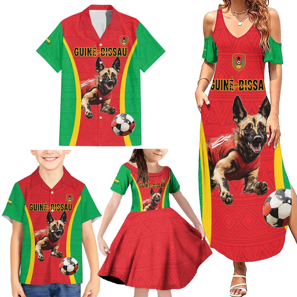 Custom Guinea-Bissau Football Family Matching Summer Maxi Dress and Hawaiian Shirt Vamos Djurtus