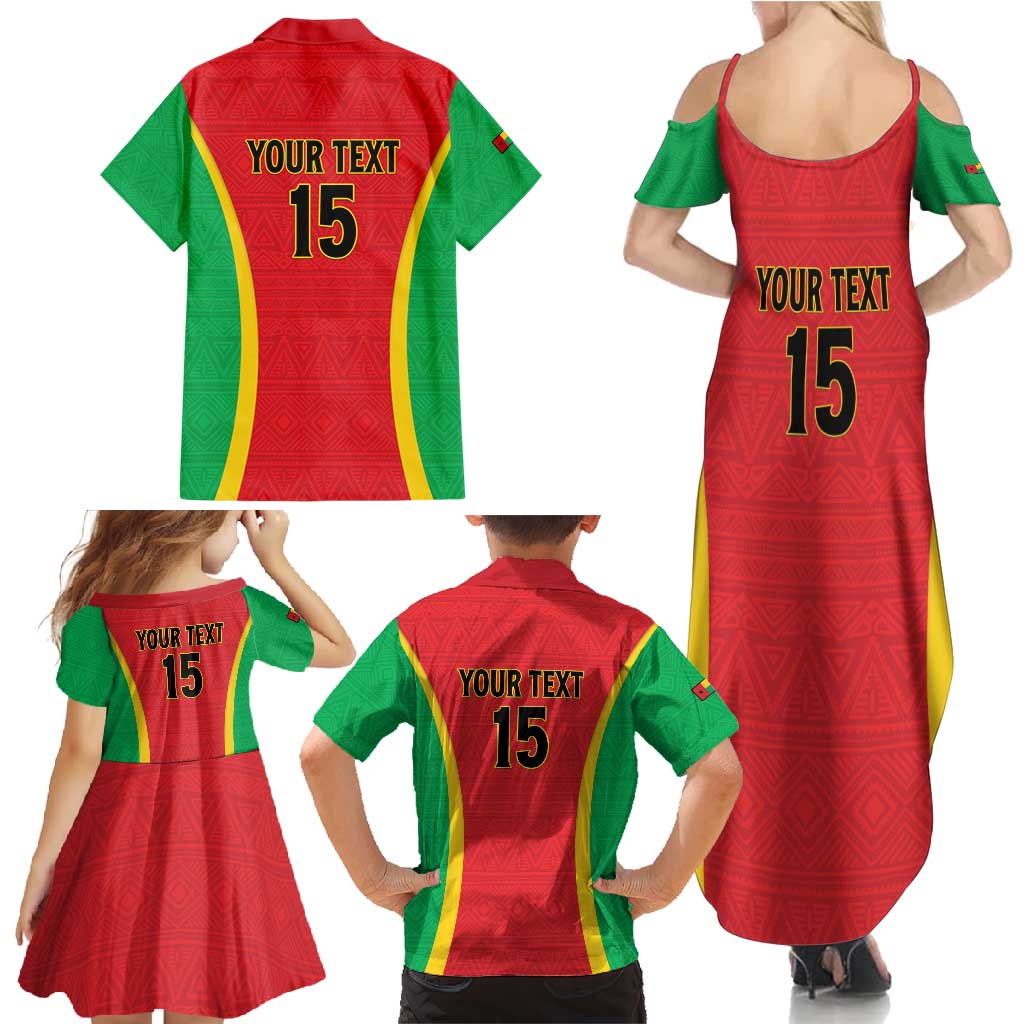 Custom Guinea-Bissau Football Family Matching Summer Maxi Dress and Hawaiian Shirt Vamos Djurtus