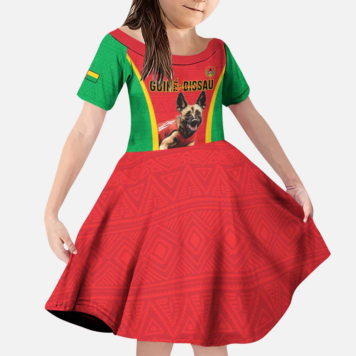Custom Guinea-Bissau Football Kid Short Sleeve Dress Vamos Djurtus