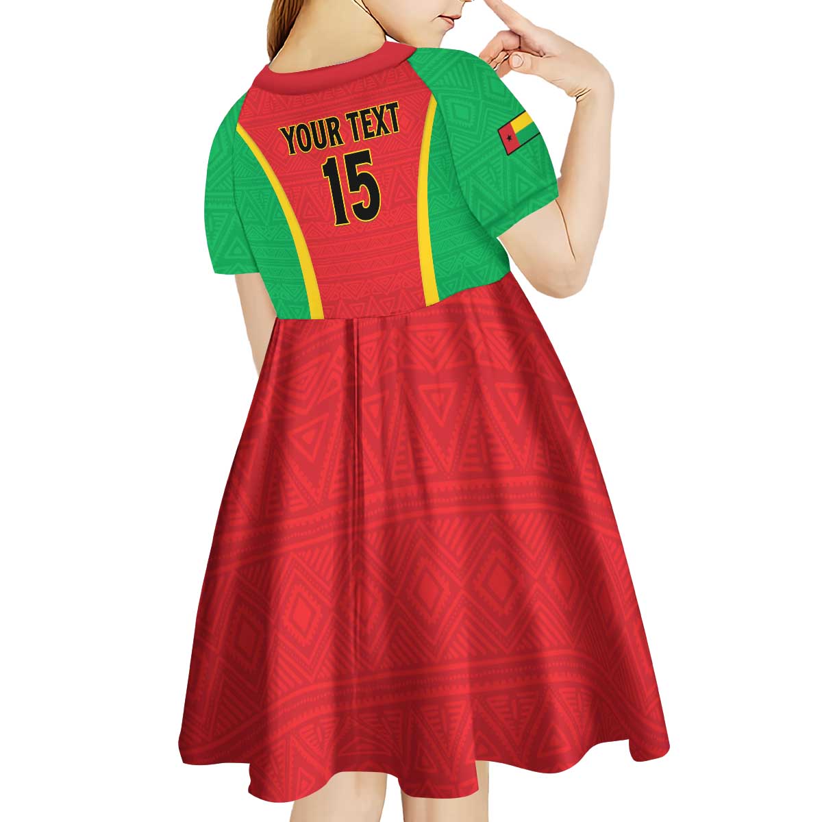Custom Guinea-Bissau Football Kid Short Sleeve Dress Vamos Djurtus