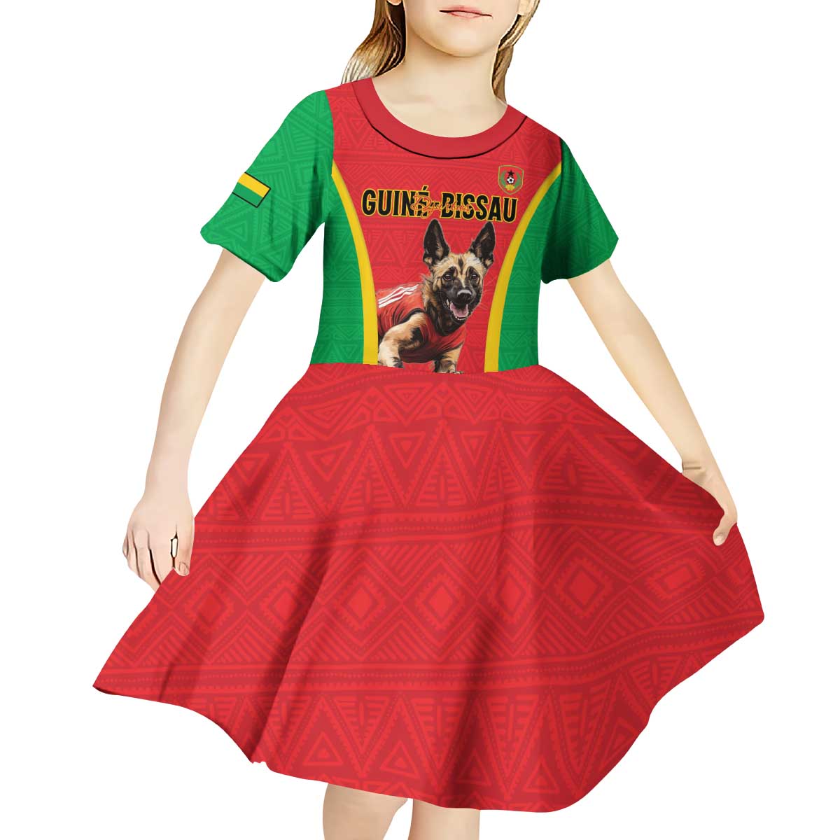 Custom Guinea-Bissau Football Kid Short Sleeve Dress Vamos Djurtus