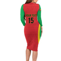 Custom Guinea-Bissau Football Long Sleeve Bodycon Dress Vamos Djurtus