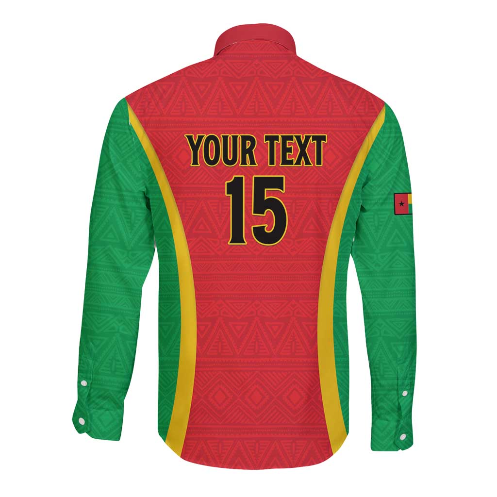 Custom Guinea-Bissau Football Long Sleeve Button Shirt Vamos Djurtus