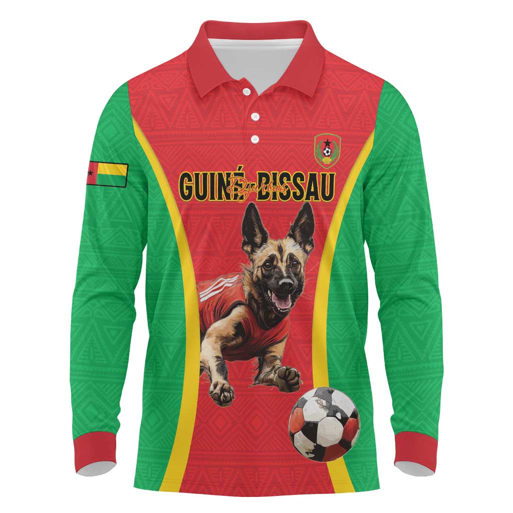 Custom Guinea-Bissau Football Long Sleeve Polo Shirt Vamos Djurtus