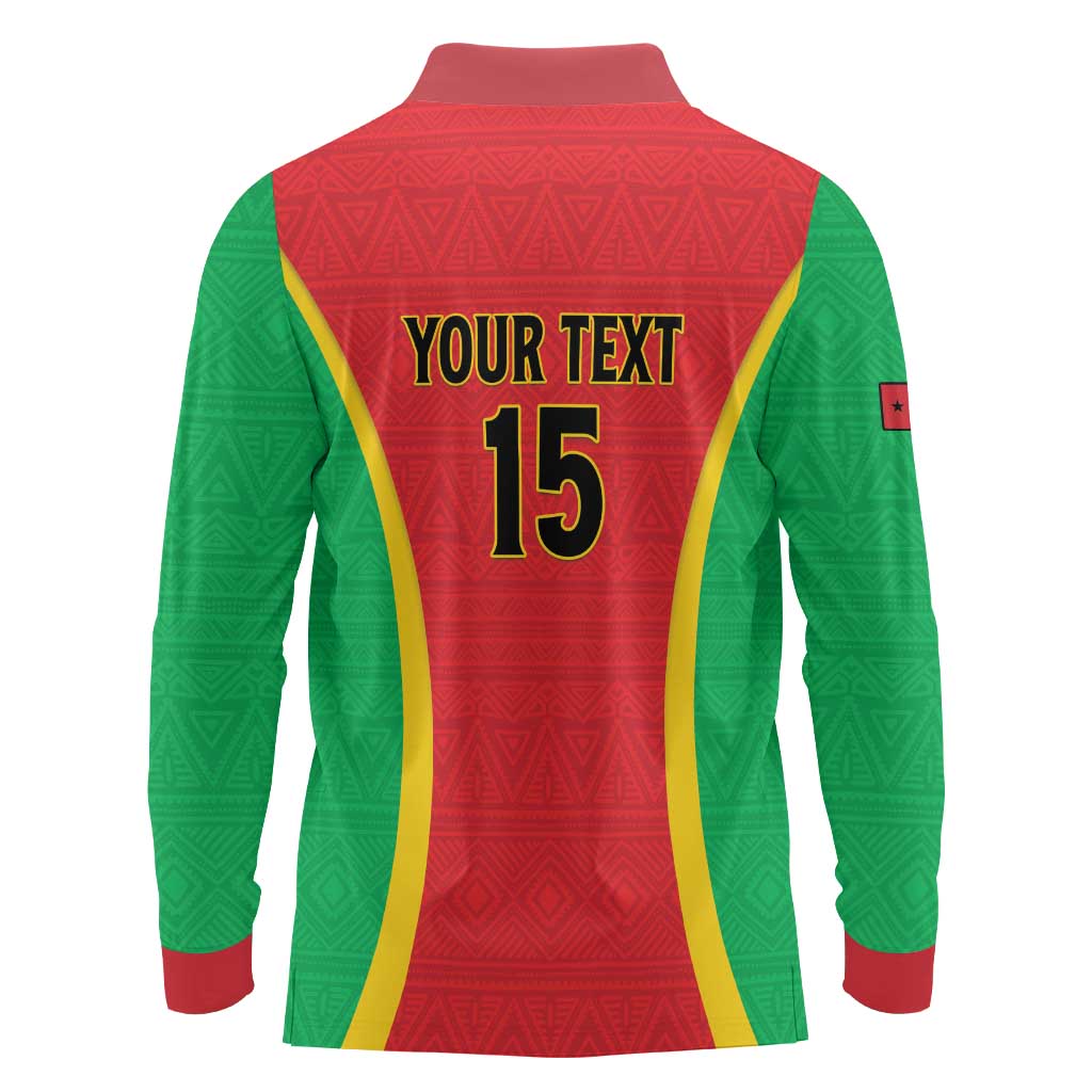 Custom Guinea-Bissau Football Long Sleeve Polo Shirt Vamos Djurtus