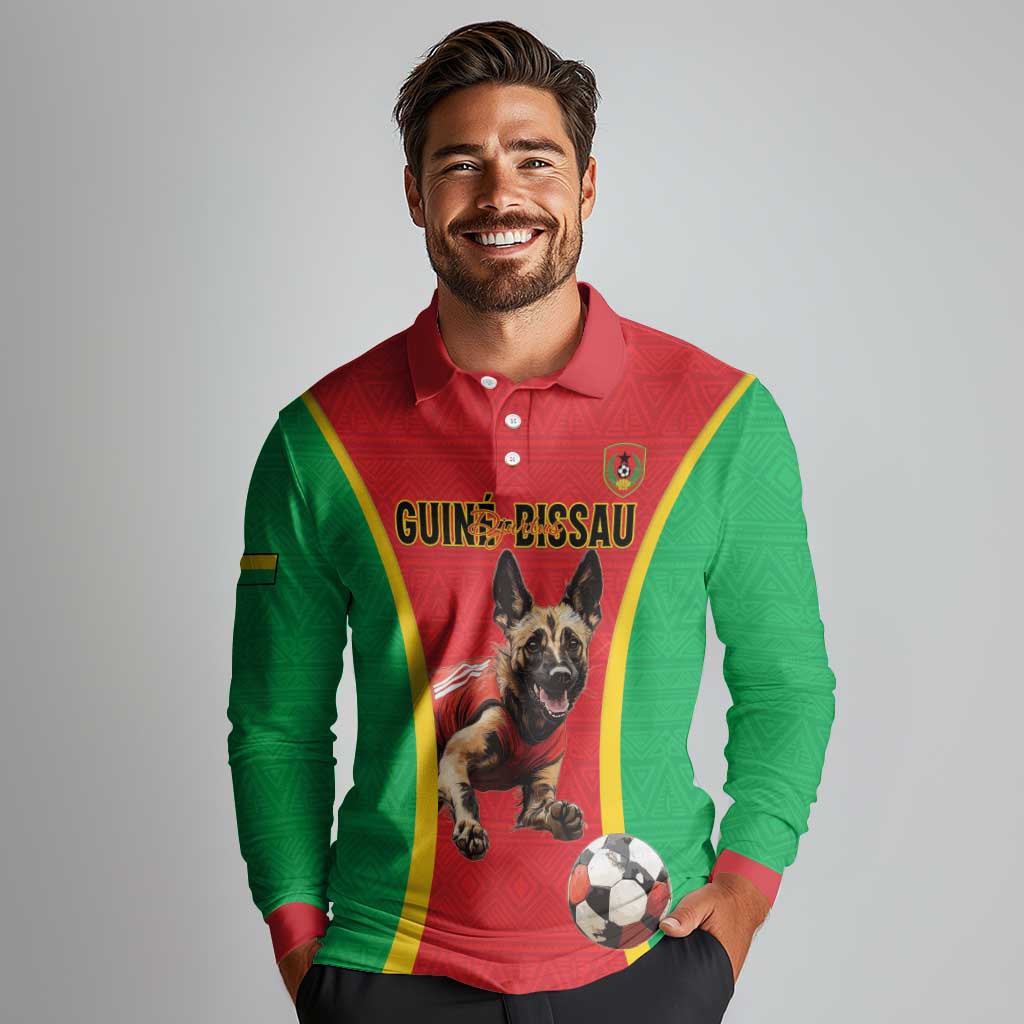Custom Guinea-Bissau Football Long Sleeve Polo Shirt Vamos Djurtus