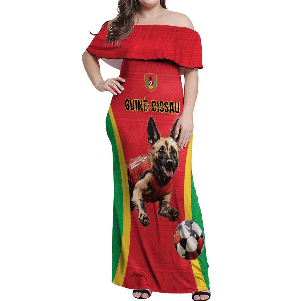 Custom Guinea-Bissau Football Off Shoulder Maxi Dress Vamos Djurtus