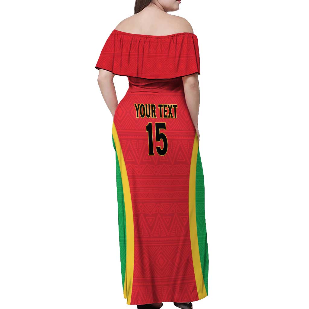 Custom Guinea-Bissau Football Off Shoulder Maxi Dress Vamos Djurtus