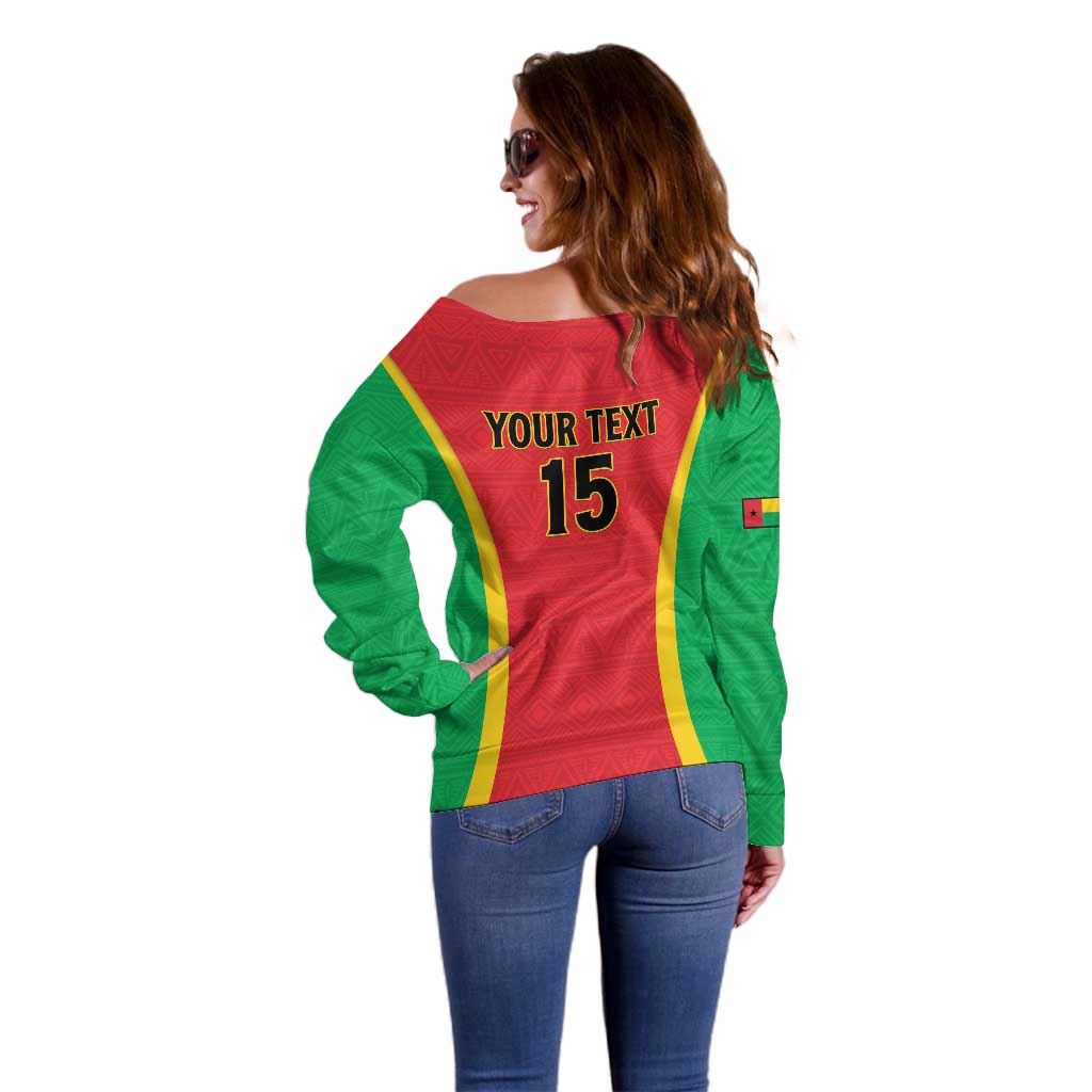 Custom Guinea-Bissau Football Off Shoulder Sweater Vamos Djurtus