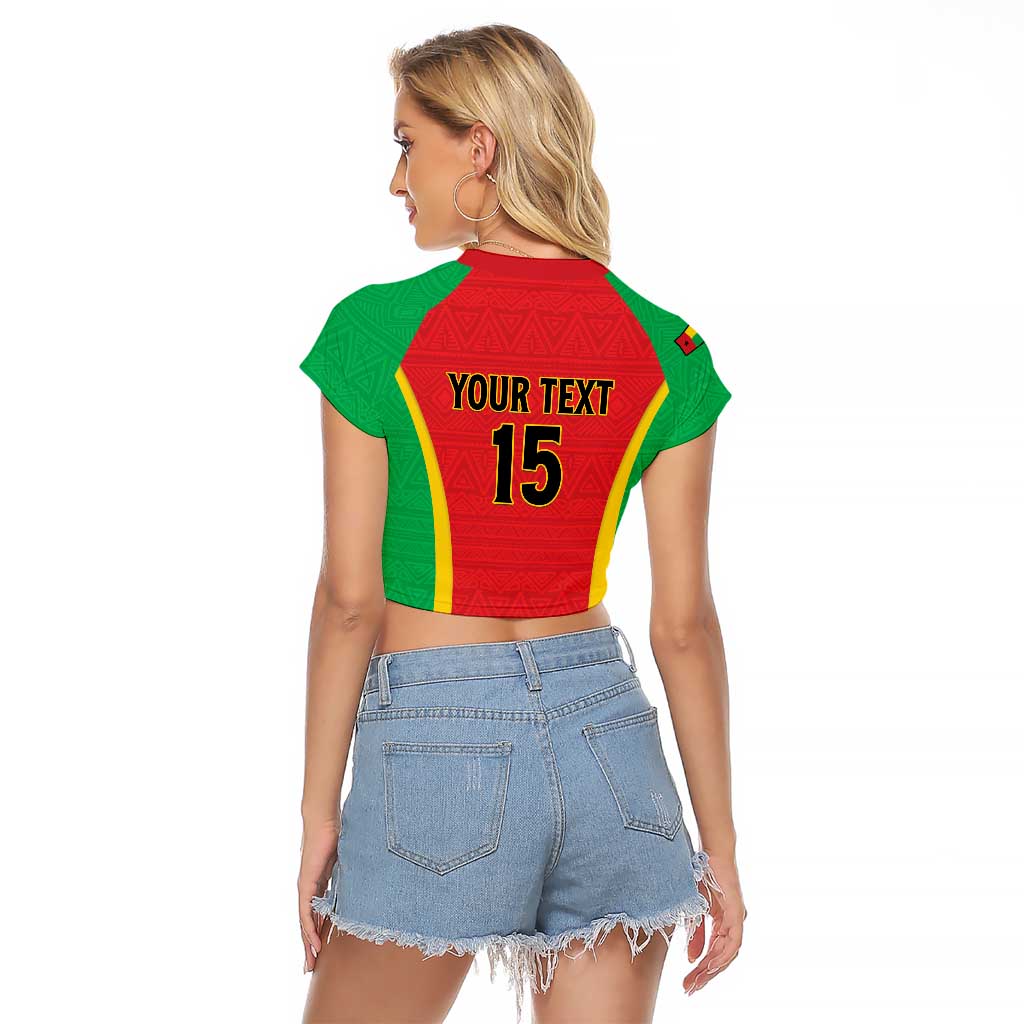 Custom Guinea-Bissau Football Raglan Cropped T Shirt Vamos Djurtus